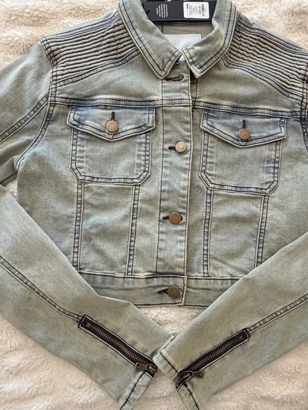 NWT* Fashion Nova Super Stretch Denim Moto Jacket XS